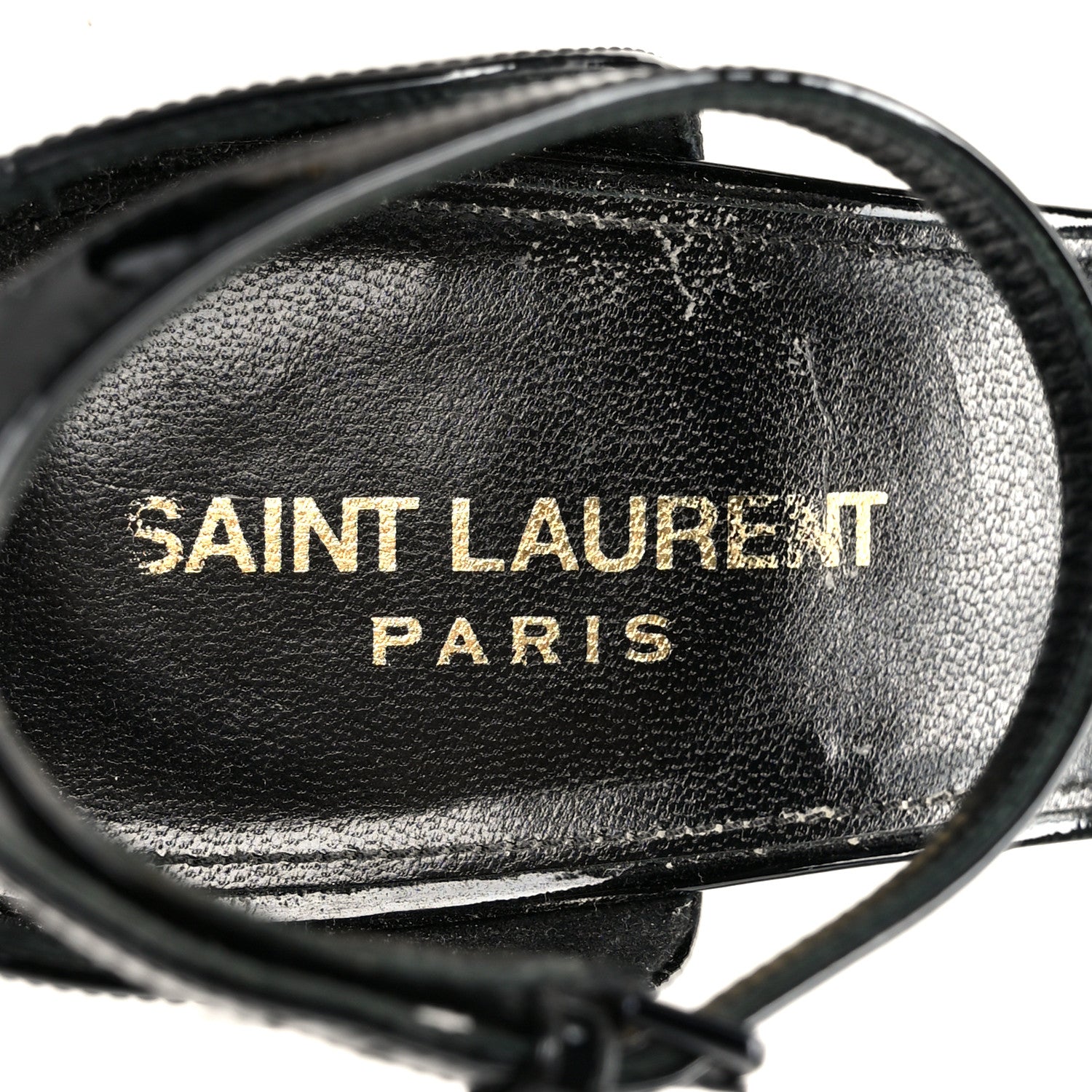 Saint Laurent Patent Calfskin Opyum 110 Sandals 40 Black Gold 7 of 10