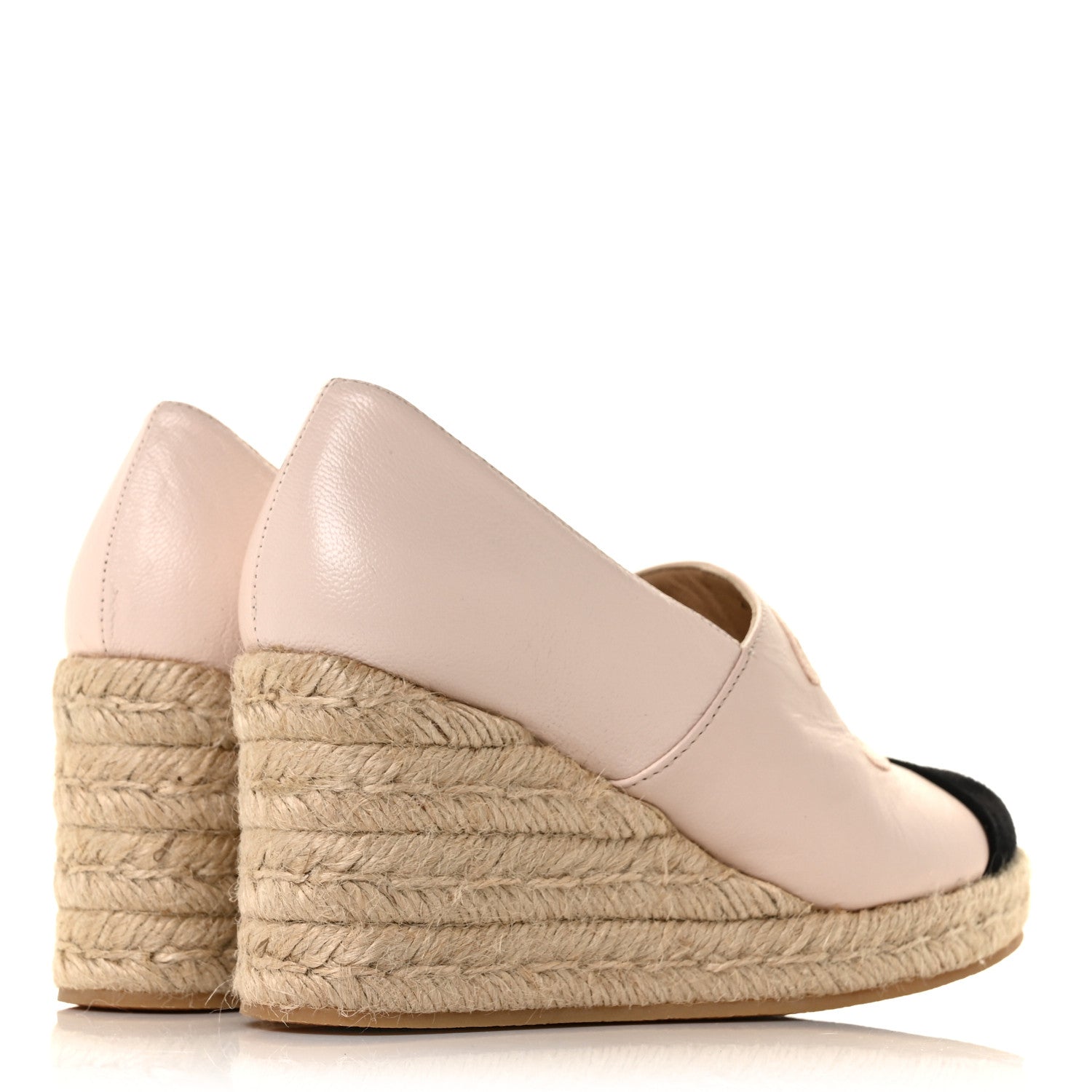 Chanel Lambskin Suede CC Espadrille Wedges 36 Beige Black 4 of 8