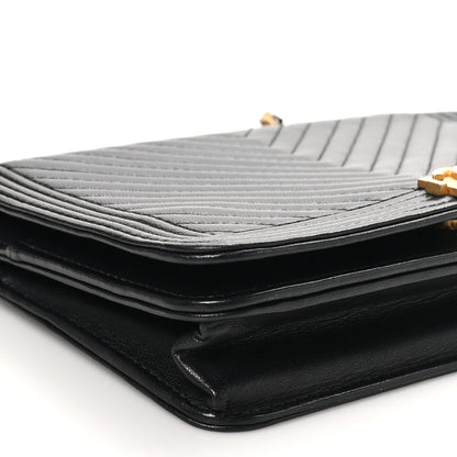 Chanel Lambskin Chevron Boy Wallet On Chain WOC Black 9 of 10