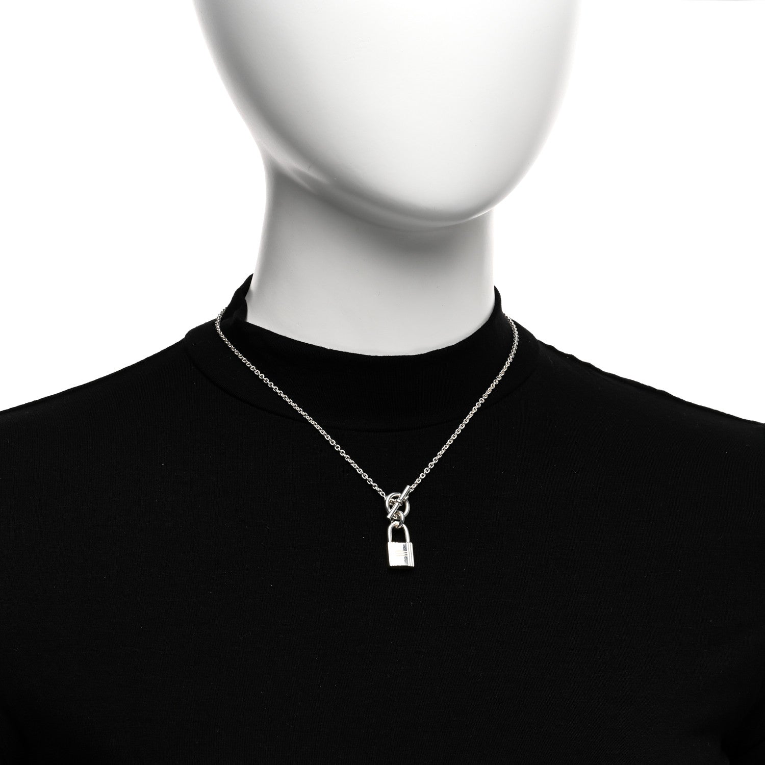 Hermes Sterling Silver Cadenas Kelly Lock Pendant Necklace 2 of 4
