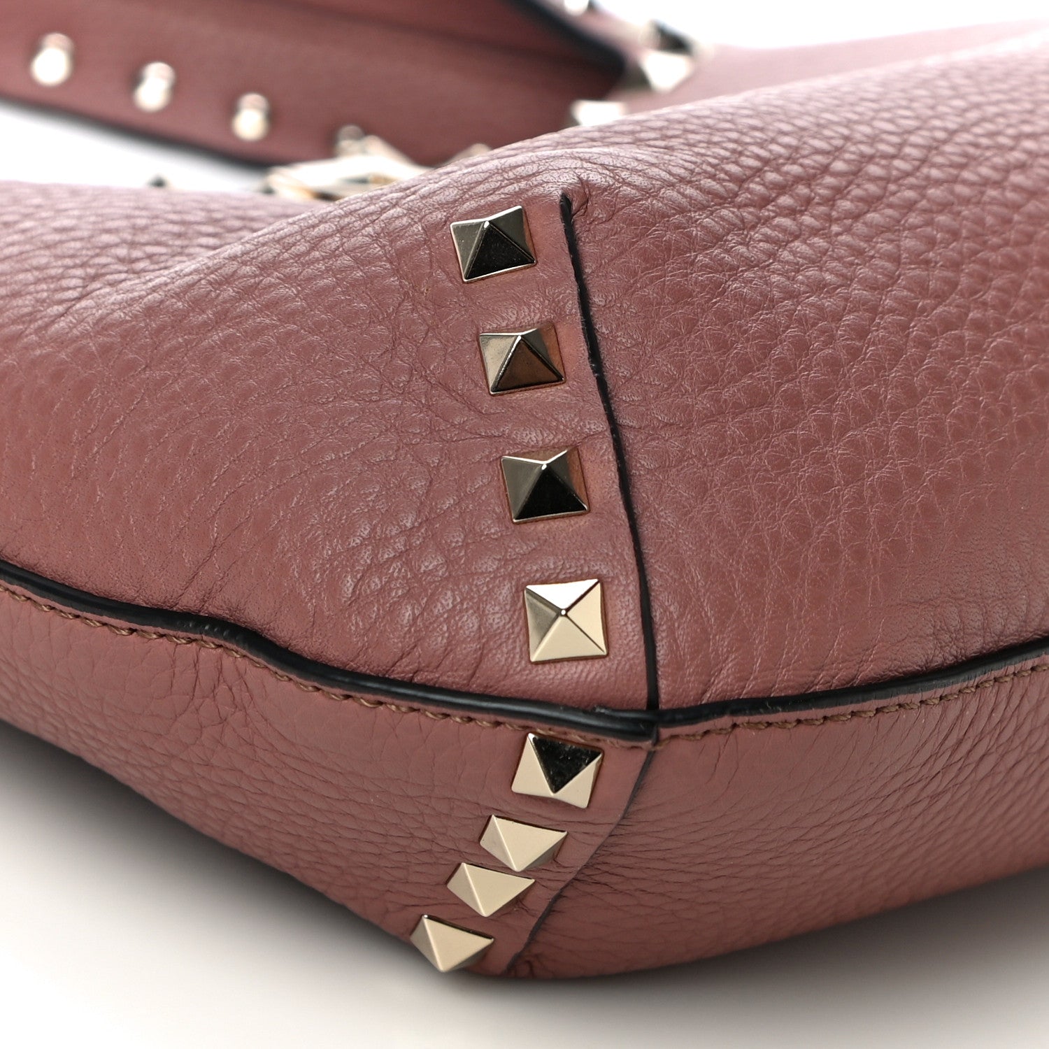 Valentino Garavani Pebbled Calfskin Small Rockstud Flip Lock Hobo Dark Nude 8 of 9