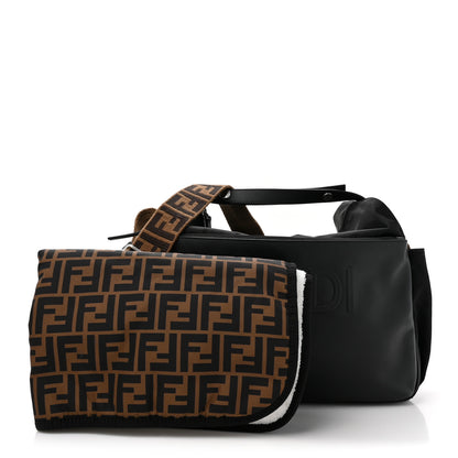 Fendi Calfskin Nylon FF Logo Embossed Changing Bag Black 3 of 12