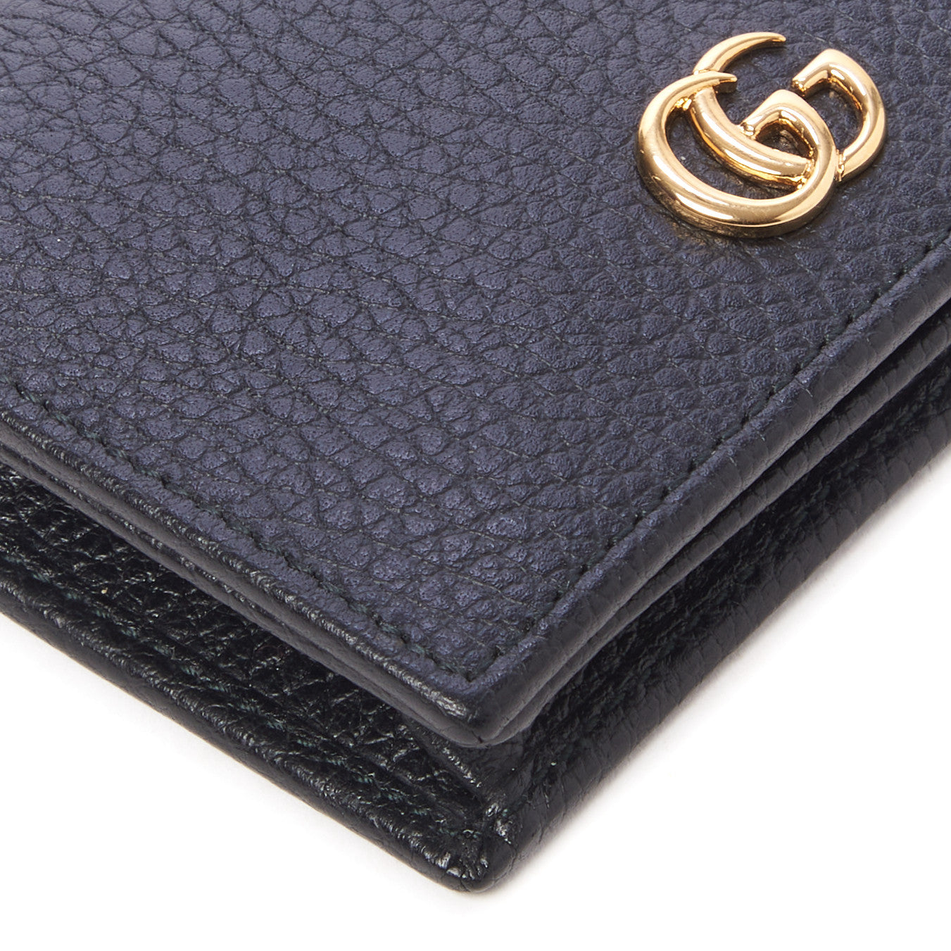 Pebbled Calfskin GG Marmont Card Case Black