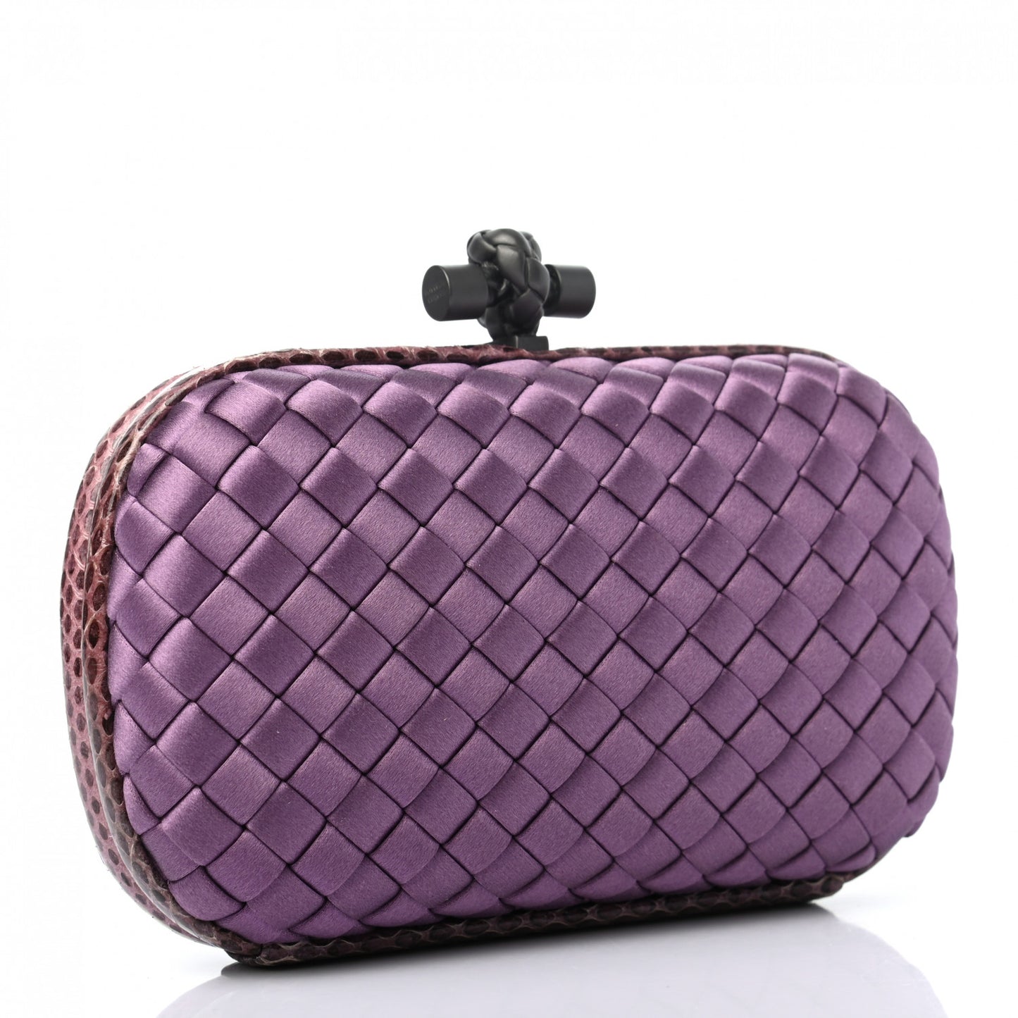 Satin Intreccio Impero Ayers Knot Clutch Purple