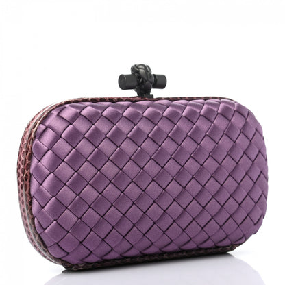 Bottega Veneta Satin Intreccio Impero Ayers Knot Clutch Purple 3 of 6