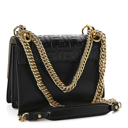 Fendi Vitello Liberty FF 1974 Embossed Small Kan I Shoulder Bag Black 2 of 7