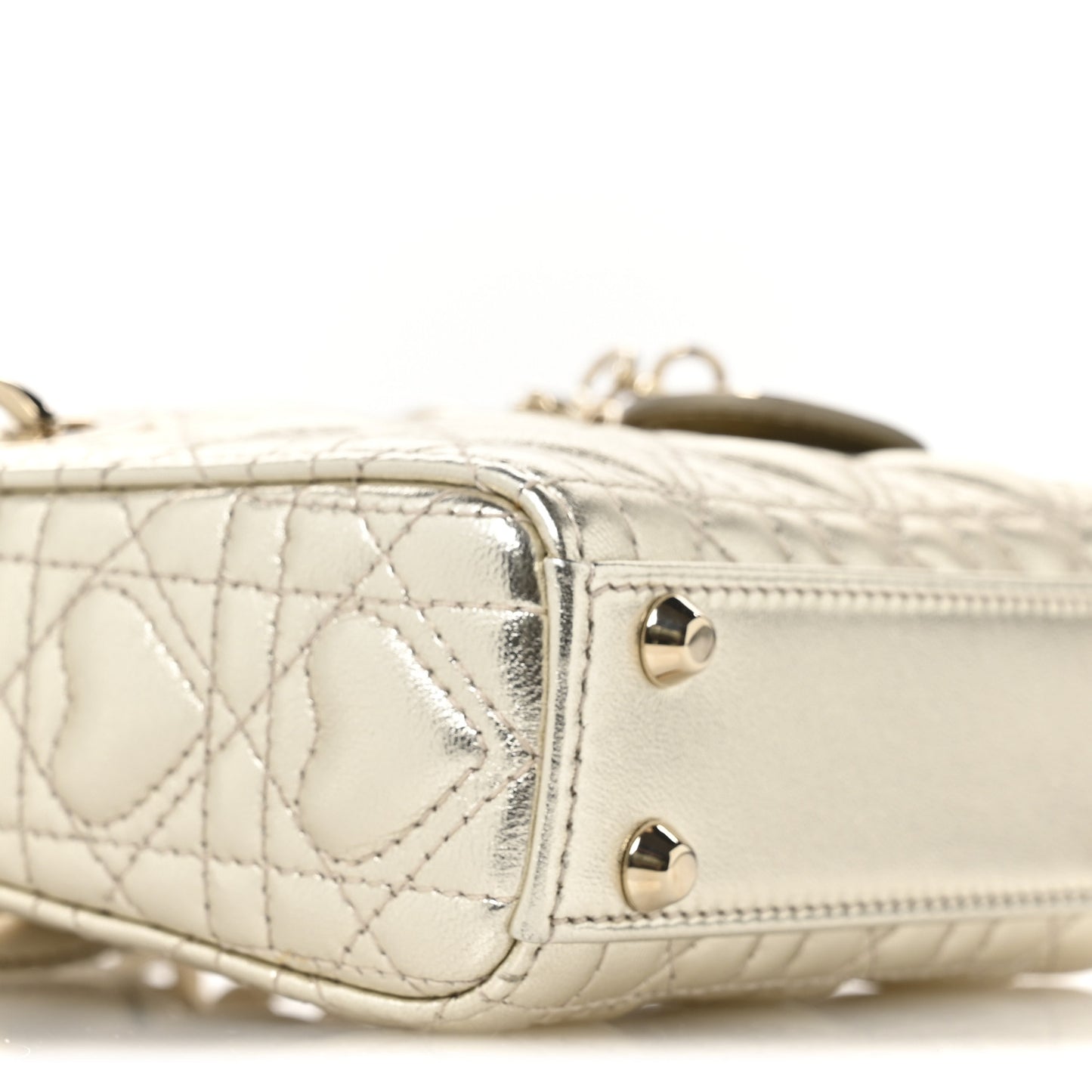 Metallic Lambskin Cannage Micro DiorAmour Lady Dior Gold