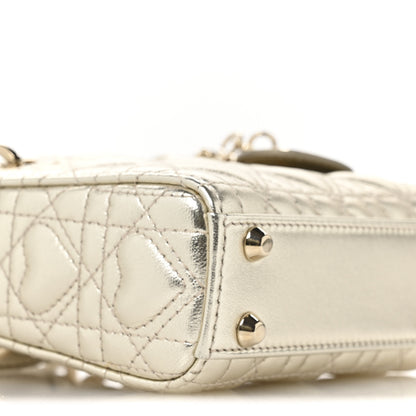 Christian Dior Metallic Lambskin Cannage Micro DiorAmour Lady Dior Gold 9 of 10