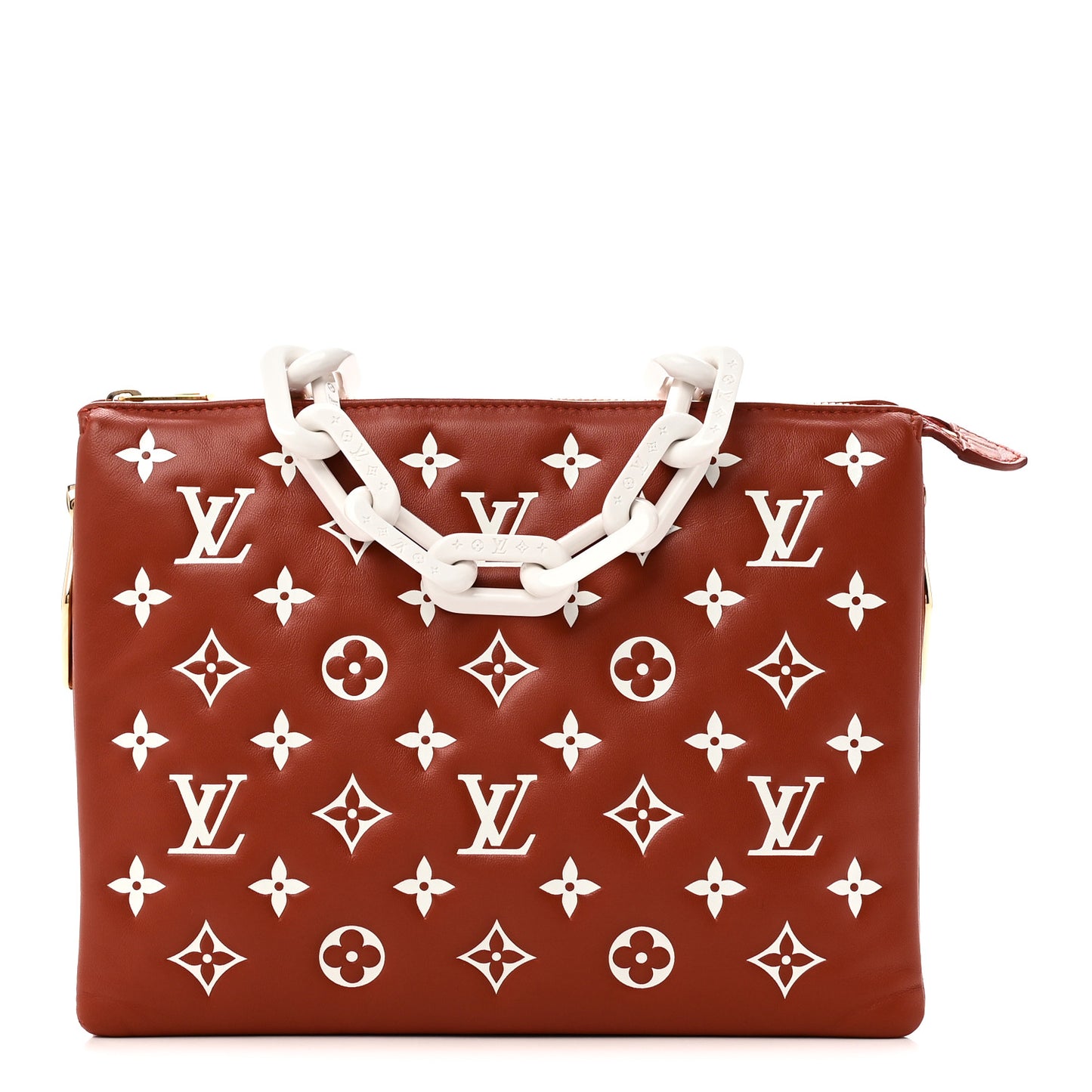 Lambskin Embossed Monogram Coussin PM Terracotta Brown