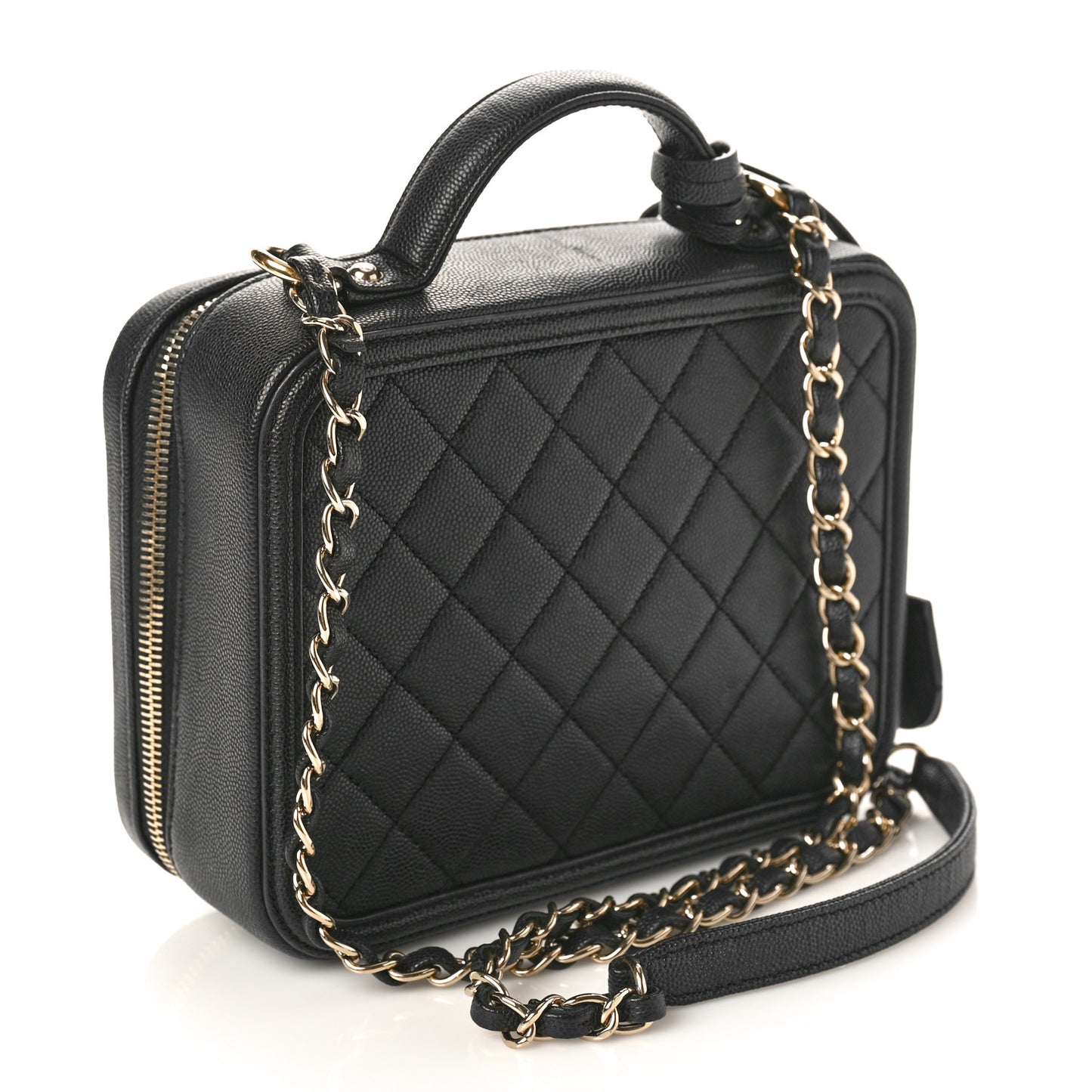 Caviar Quilted Medium CC Filigree Vanity Case Black