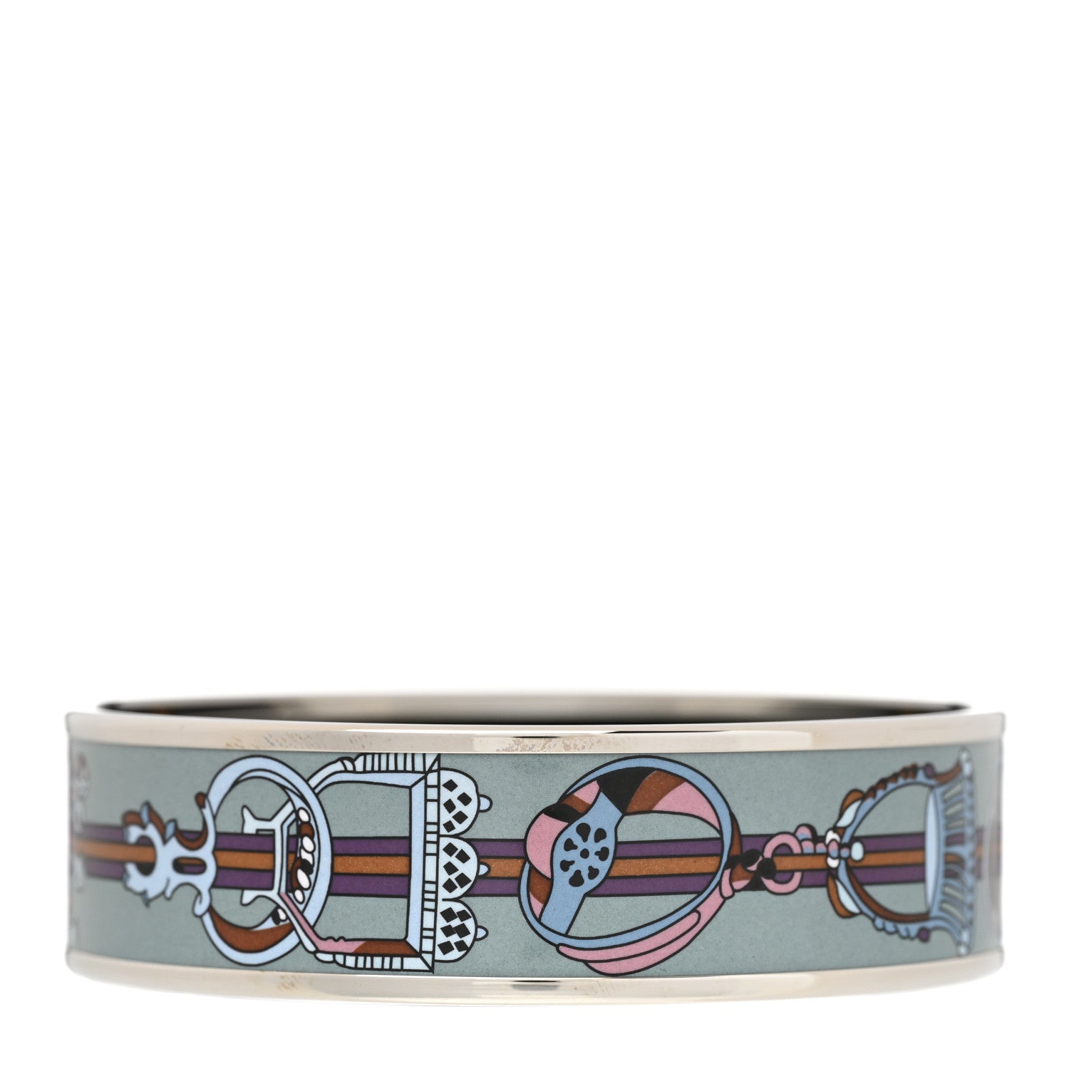 Hermes Enamel Printed Wide Concours D'Etriers Bracelet 1 of 6