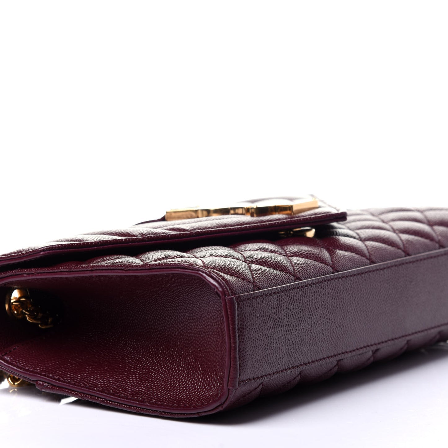 Grain De Poudre Textured Mixed Matelasse Triquilt Small Monogram Satchel Burgundy