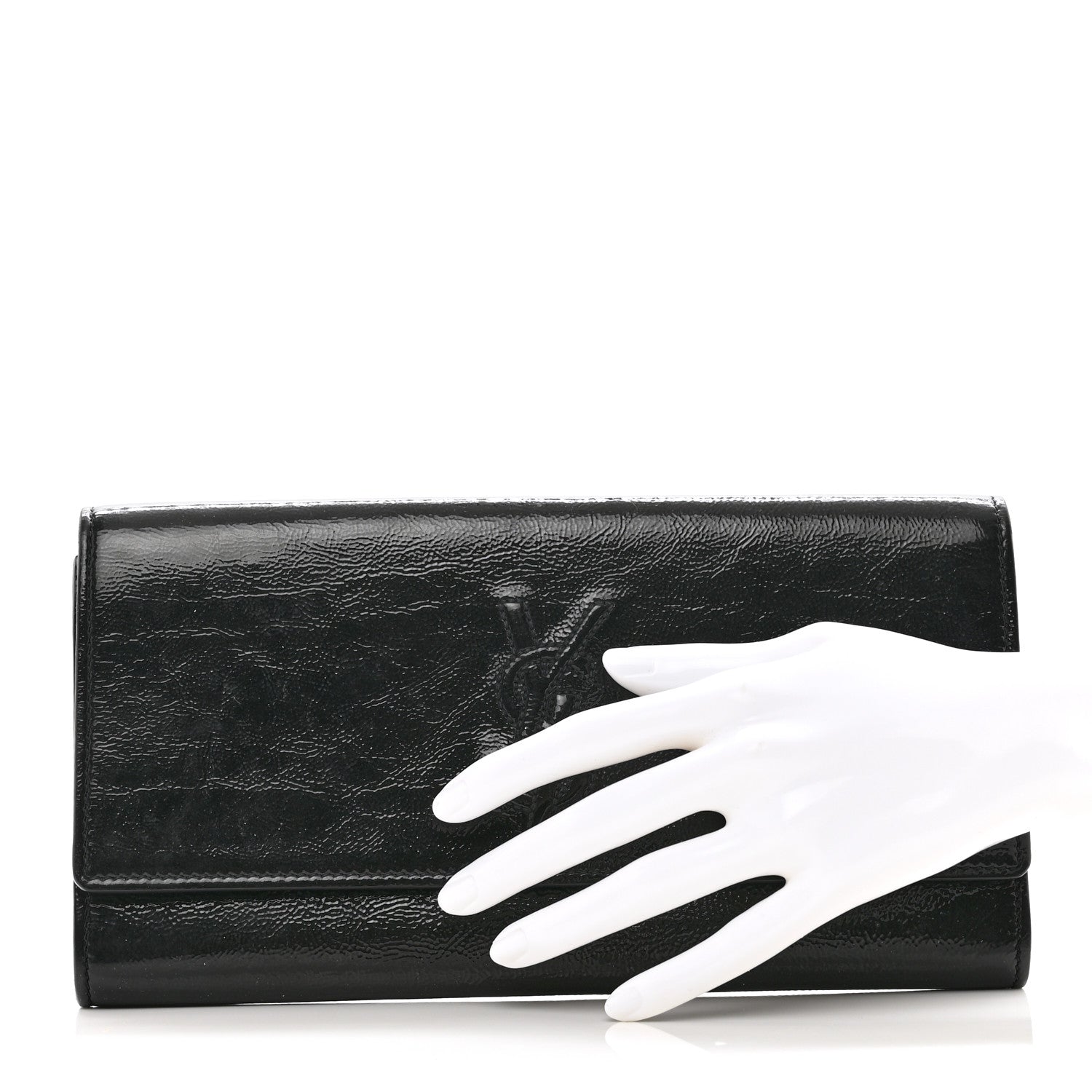 Saint Laurent Textured Patent Monogram Small Belle De Jour Clutch Black 2 of 7