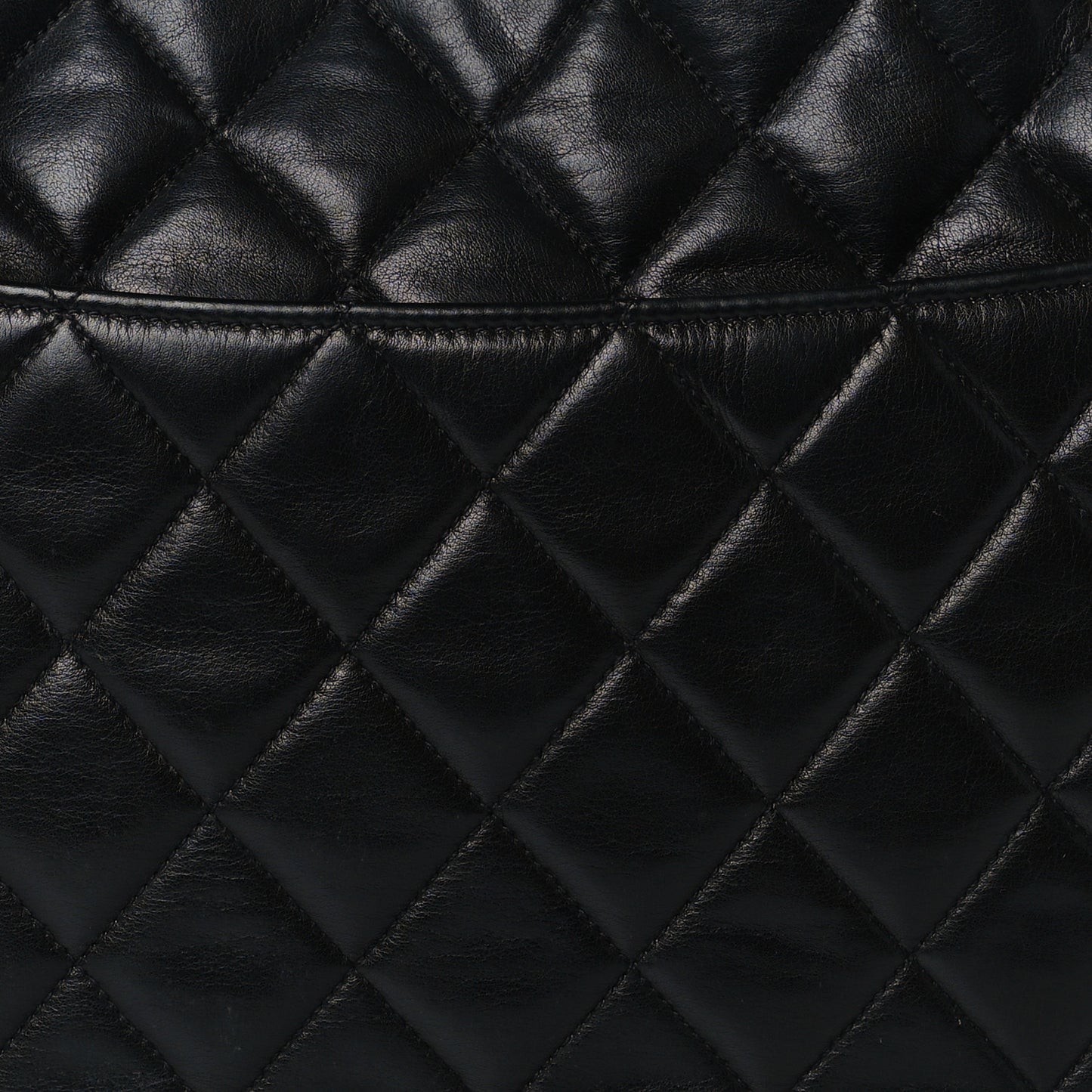Lambskin Quilted CC Shopping Tote Black