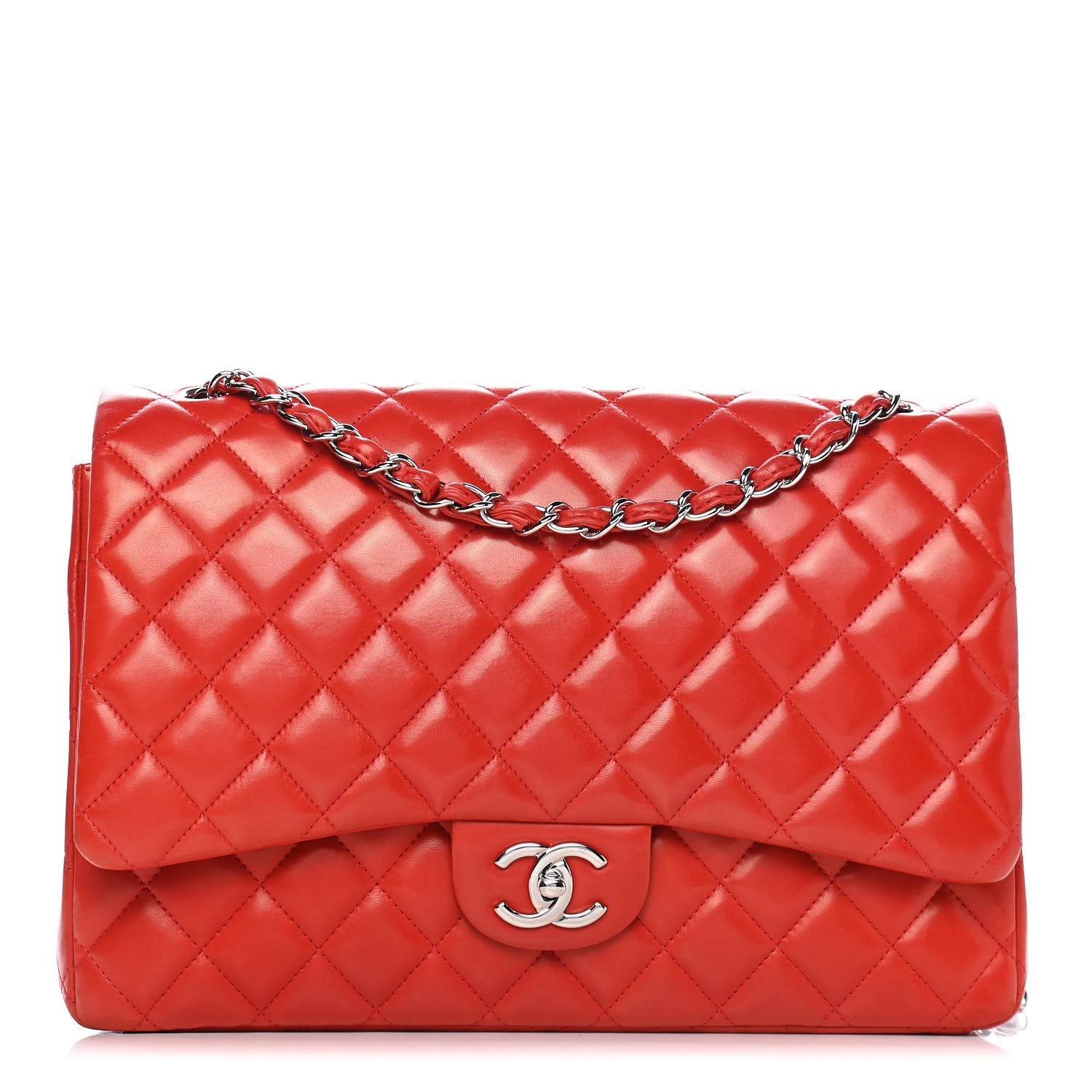 Chanel Lambskin Quilted Maxi Double Flap Red 1 of 9