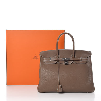 Hermes Taurillon Clemence Birkin 35 Etoupe 36 of 36