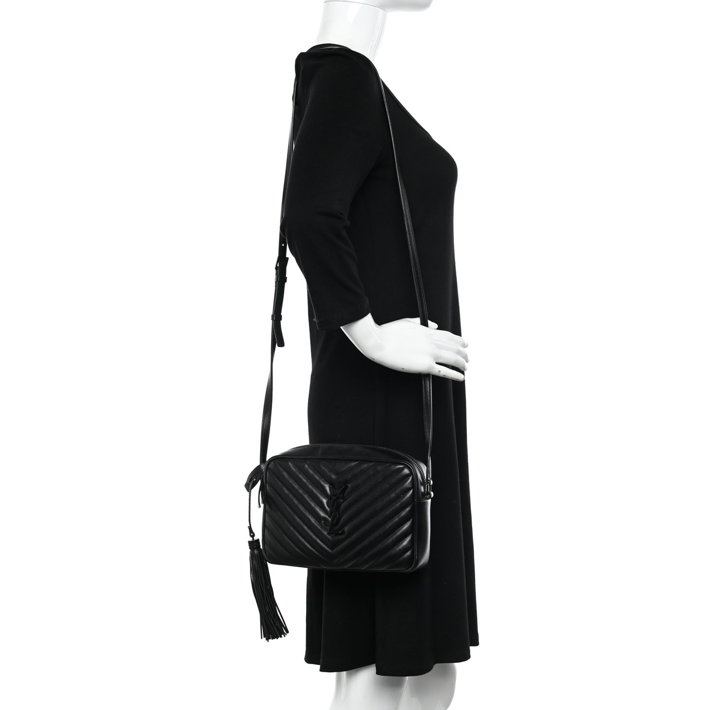 Calfskin Matelasse Monogram Monochrome Lou Camera Bag Black