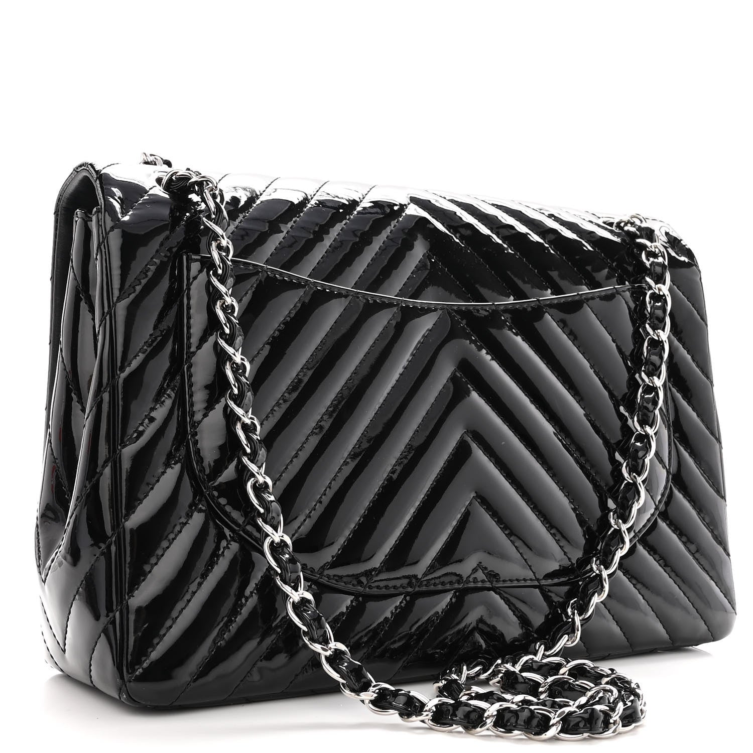Chanel Patent Chevron Quilted Maxi Single Flap Black 3 of 10