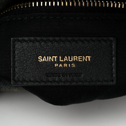 Saint Laurent Denim Quilted Toy Loulou Puffer Monogram Chain Satchel Blue Black 6 of 11