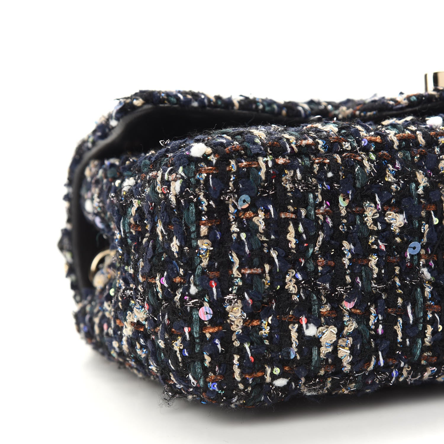 Chanel Glittered Tweed Quilted Mini Rectangular Flap Navy Blue Mulitcolor 8 of 9