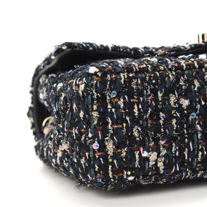 Chanel Glittered Tweed Quilted Mini Rectangular Flap Navy Blue Mulitcolor 8 of 9