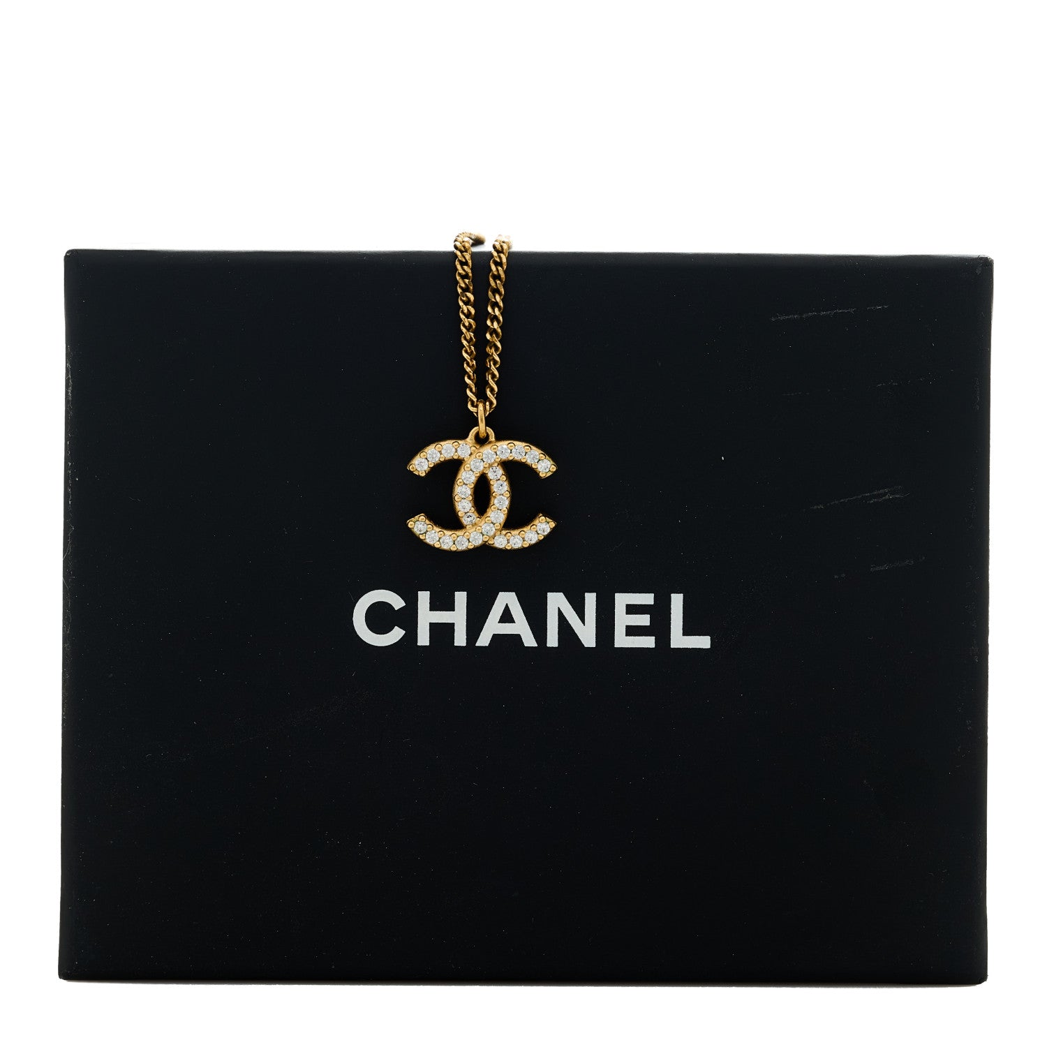 Chanel Crystal Logo CC Chain Necklace Gold 5 of 5