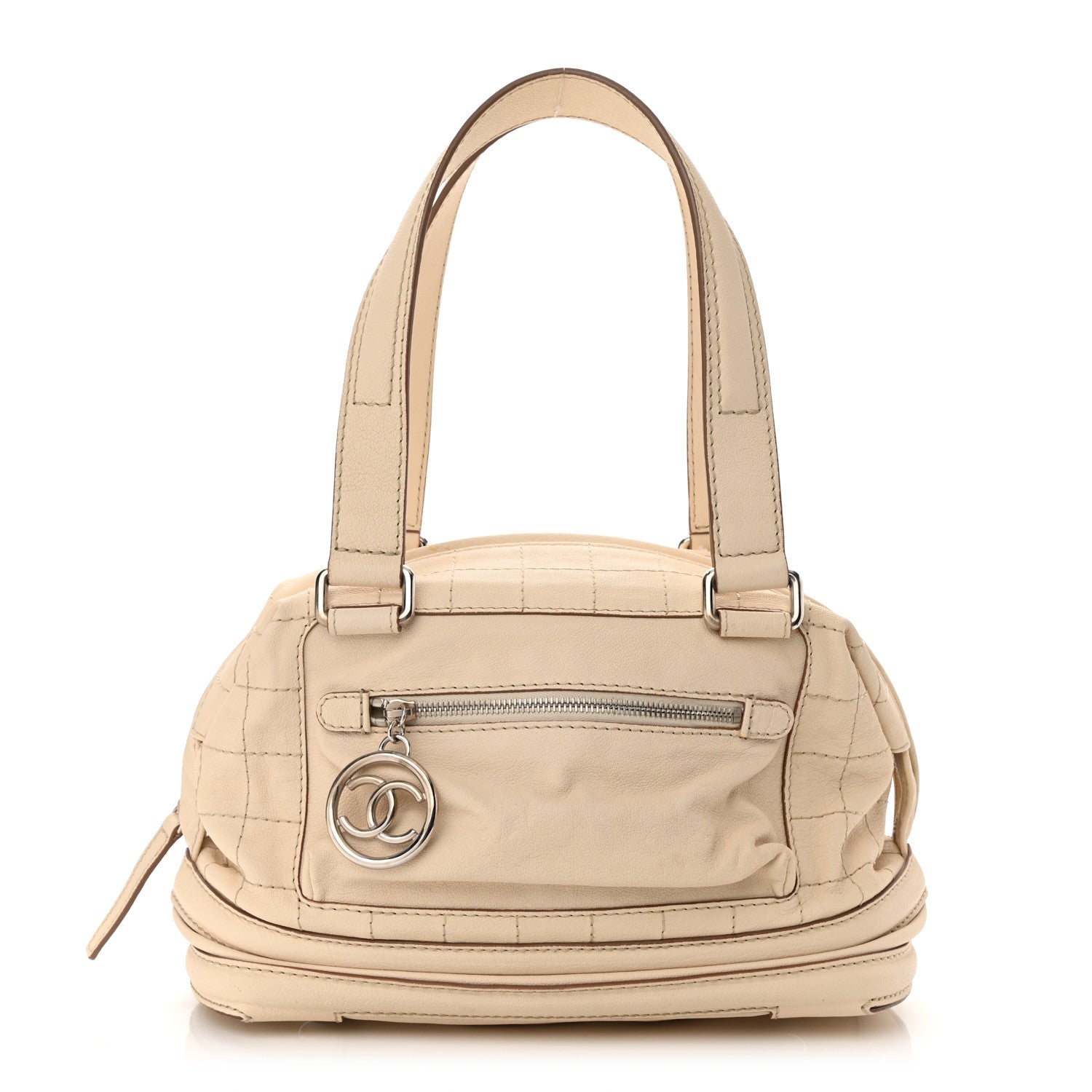 Chanel Goatskin Square Stitch Essential Bowler White 1 of 15