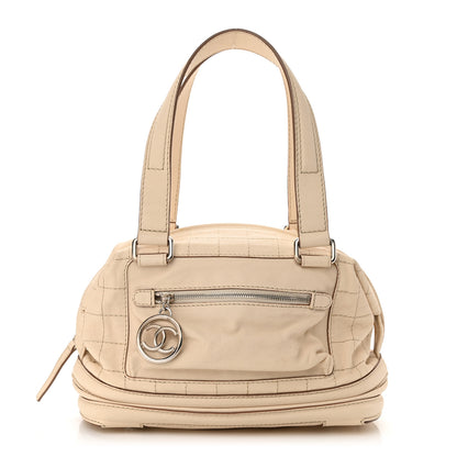 Chanel Goatskin Square Stitch Essential Bowler White 1 of 15