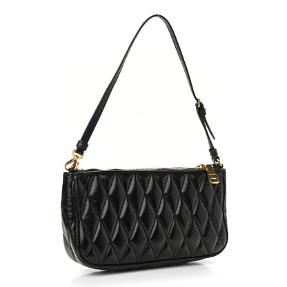 Miu Miu Vitello Shine Quilted Pochette Black 3 of 9