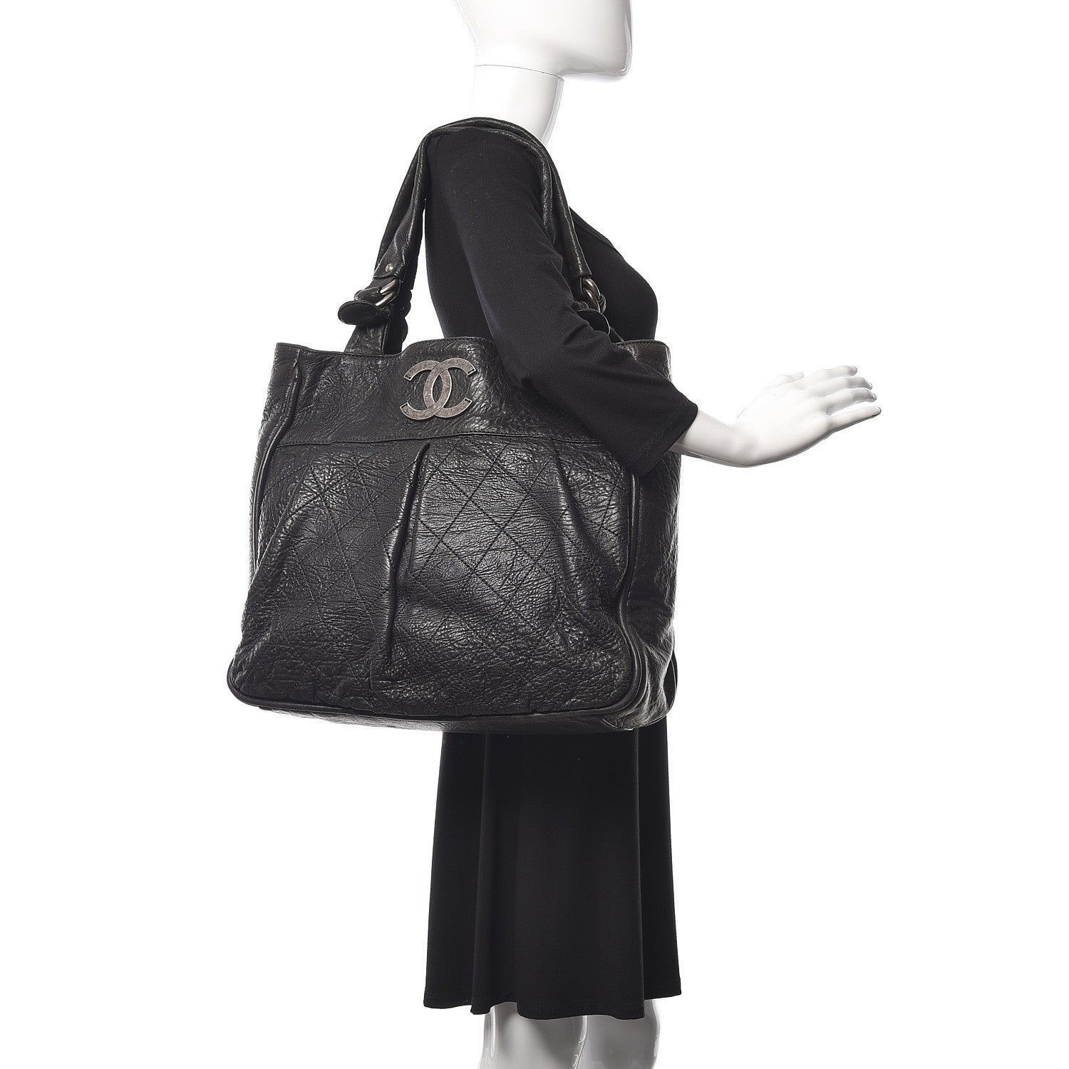 Chanel Distressed Lambskin Le Marais Tote Black 2 of 13