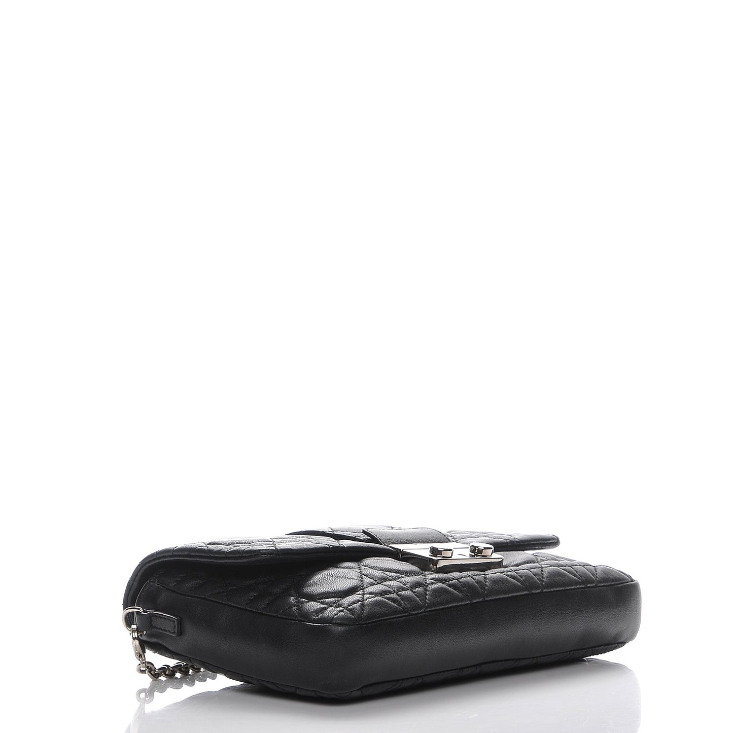Lambskin Cannage New Lock Pouch Black