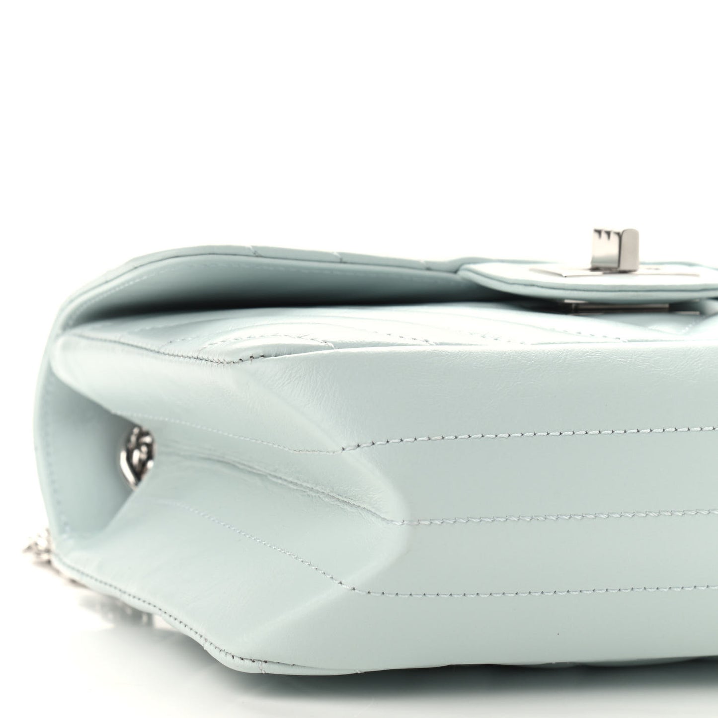 Aged Calfskin Chevron Quilted 2.55 Reissue Mini Flap Light Blue