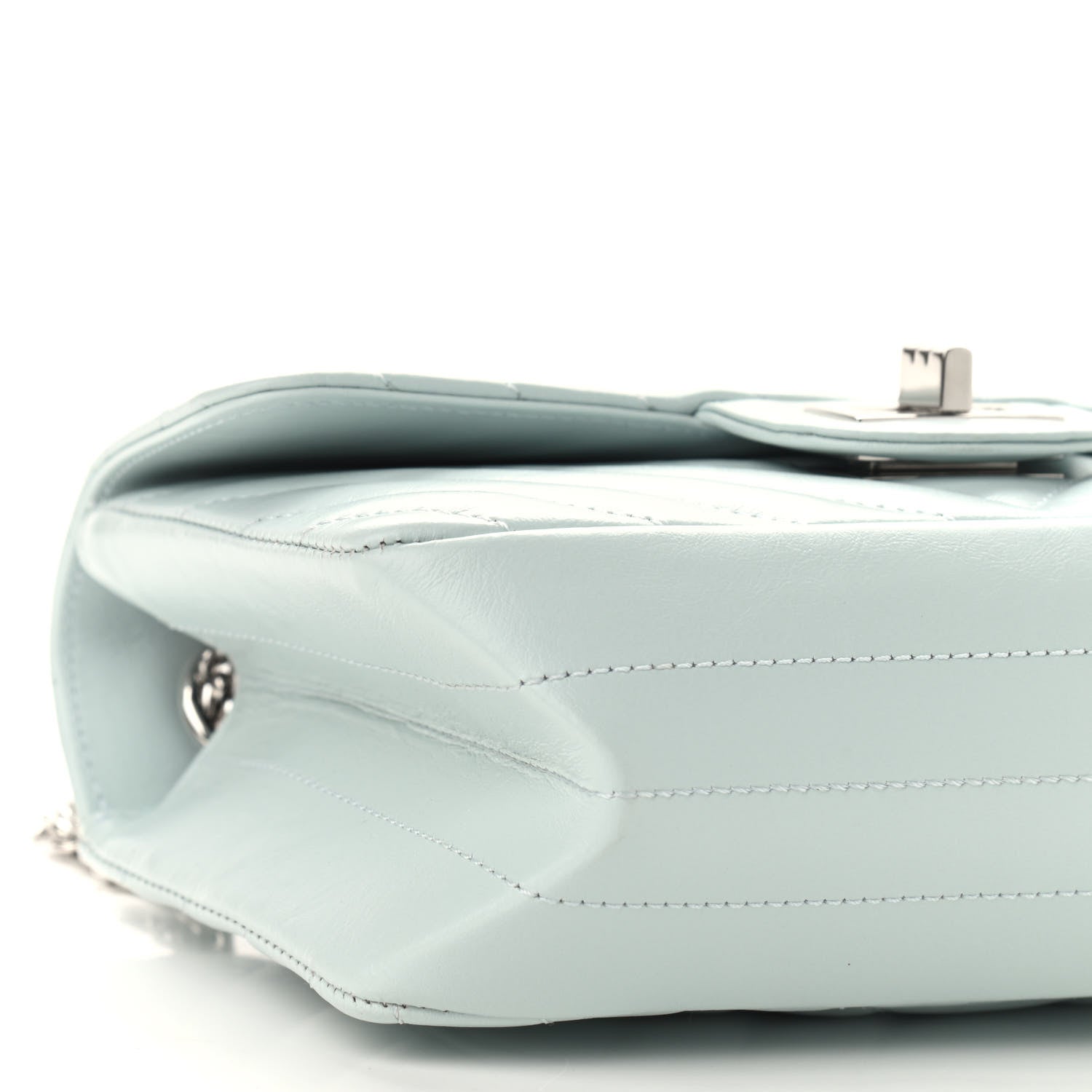 Chanel Aged Calfskin Chevron Quilted 2.55 Reissue Mini Flap Light Blue 8 of 9