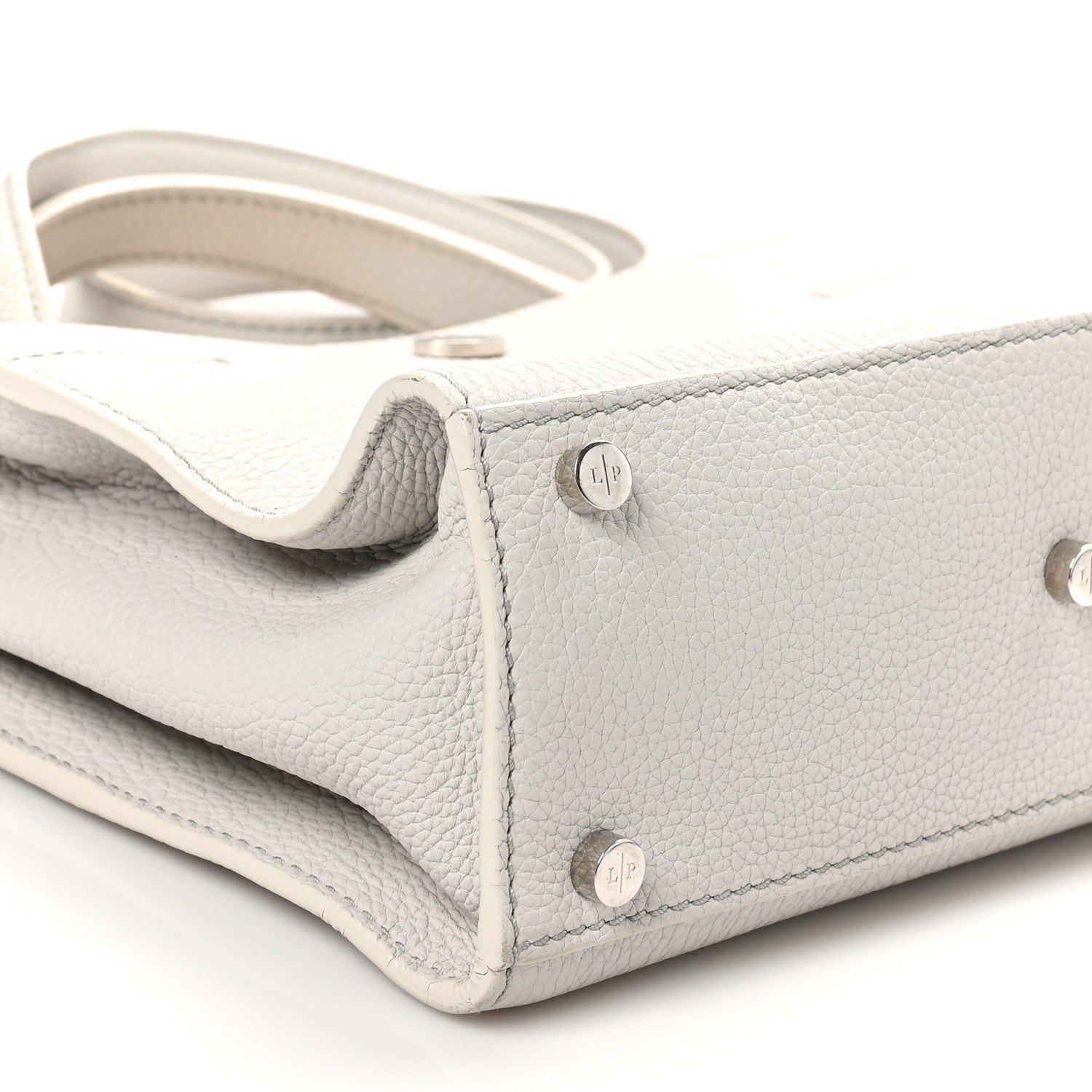 Loro Piana Grained Calfskin Cluisee Petite Odessa Shoulder Bag Grey 8 of 11