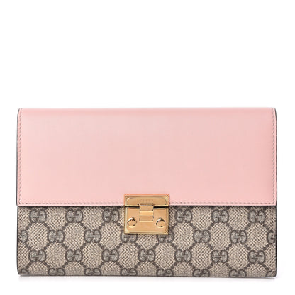 Gucci GG Supreme Monogram Calfskin Padlock Clutch Beige Perfect Pink 1 of 11