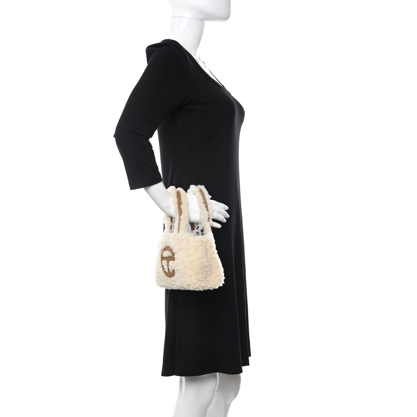 X UGG Suede Shearling Reverse Small Shopping Bag Natural