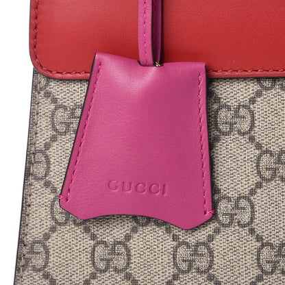 Gucci GG Supreme Monogram Calfskin Medium Padlock Top Handle Bag Beige Hibiscus Red New Rosette 8 of 10