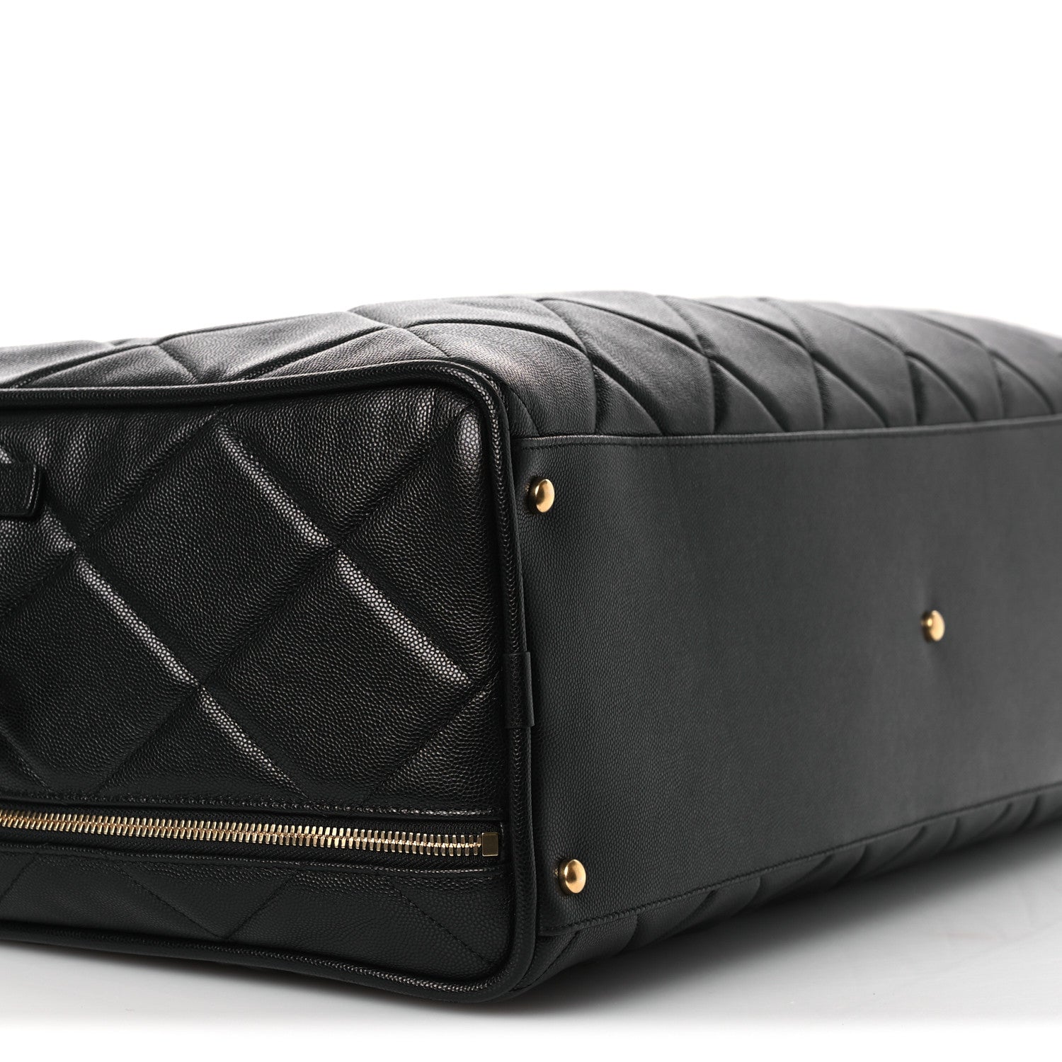 Chanel Shiny Grained Calfskin Quilted Large Travel Bowling Bag Black 8 of 11
