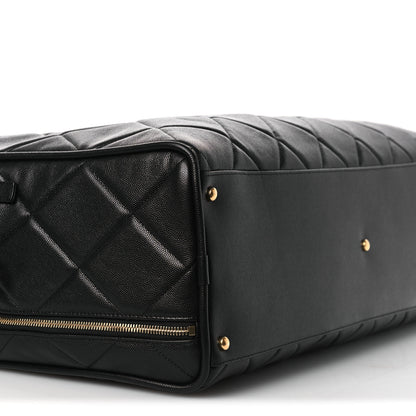 Chanel Shiny Grained Calfskin Quilted Large Travel Bowling Bag Black 8 of 11