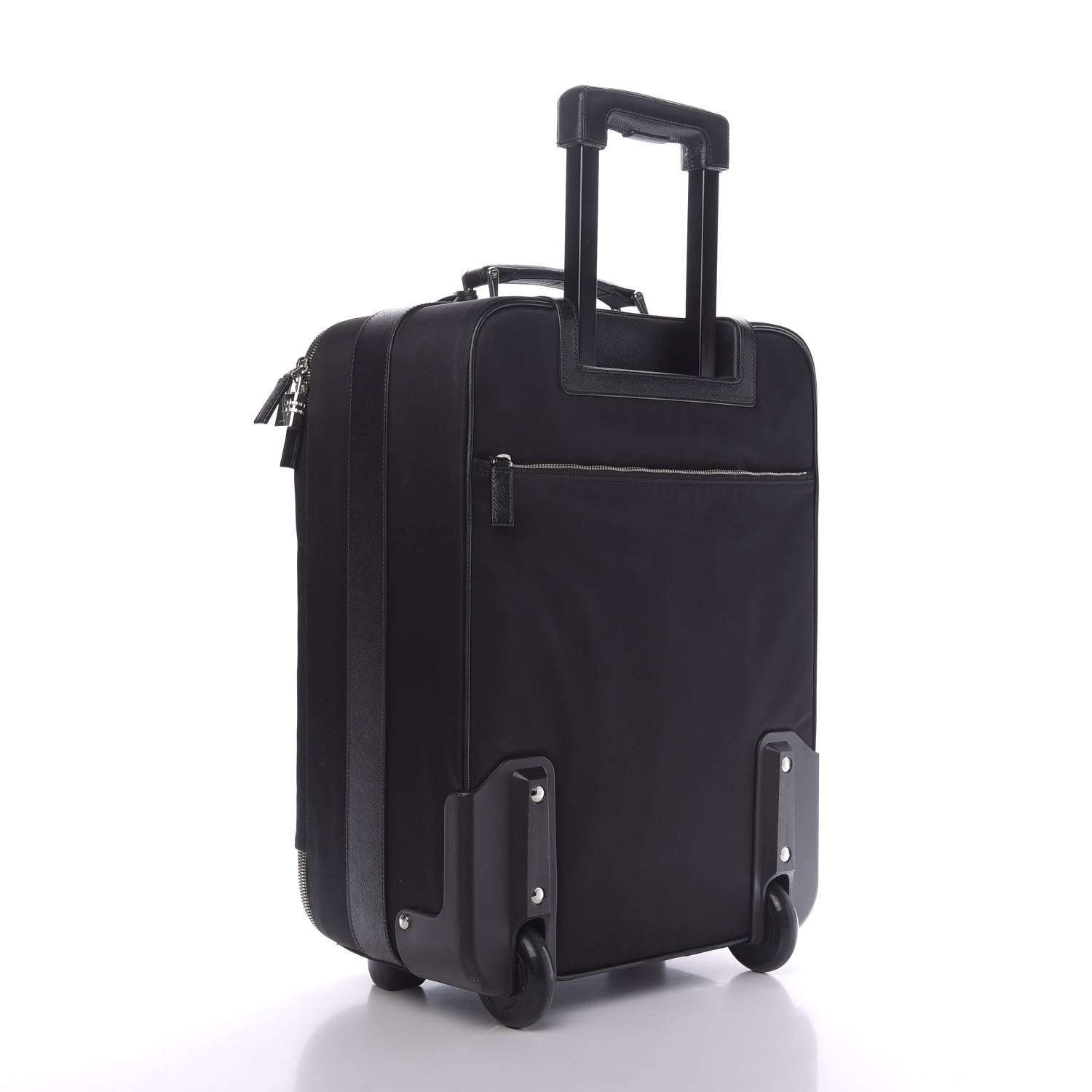 Prada Tessuto Saffiano Trolley Luggage Black 3 of 10