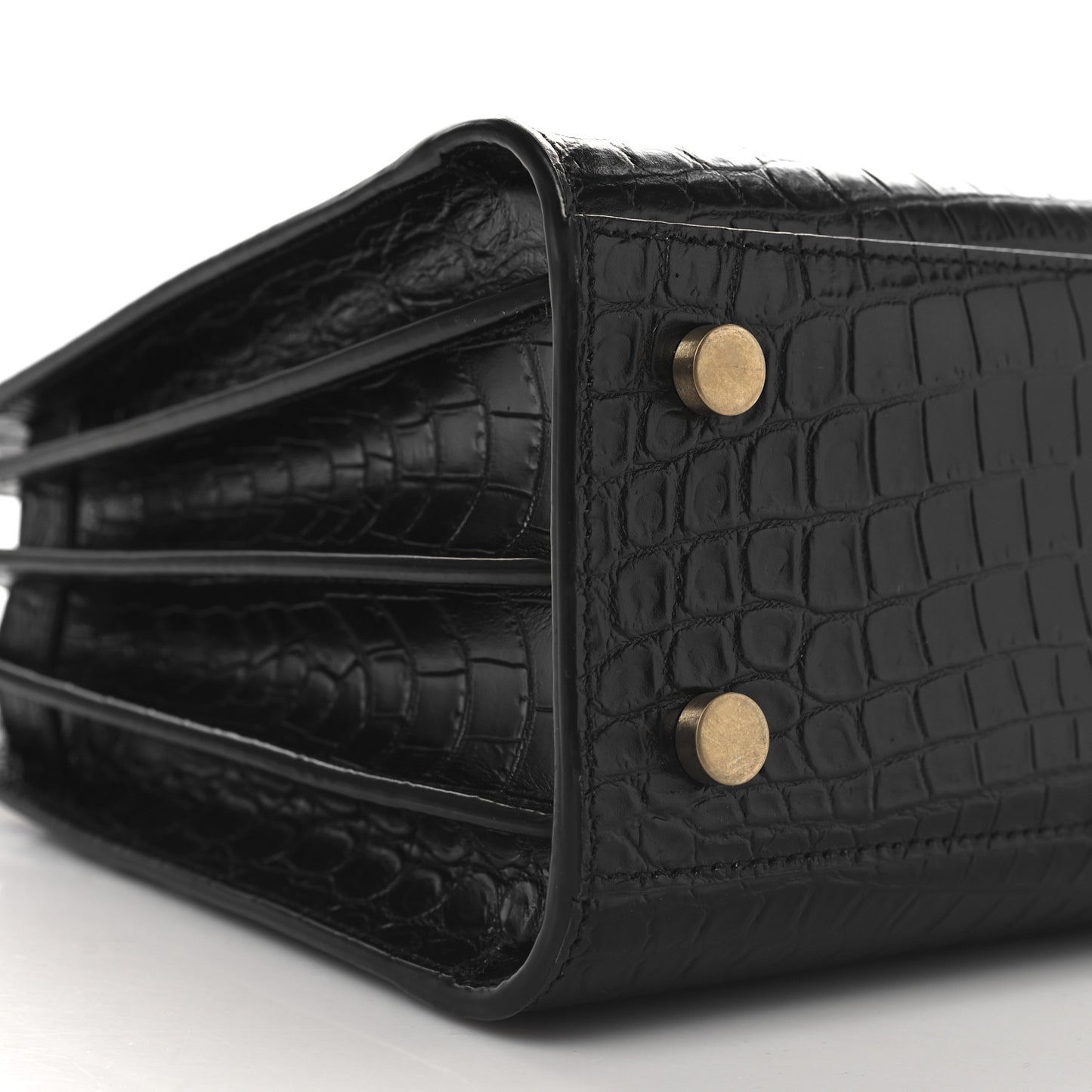 Calfskin Crocodile Embossed Baby Sac De Jour Black