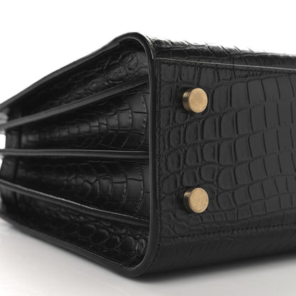 Saint Laurent Calfskin Crocodile Embossed Baby Sac De Jour Black 8 of 10