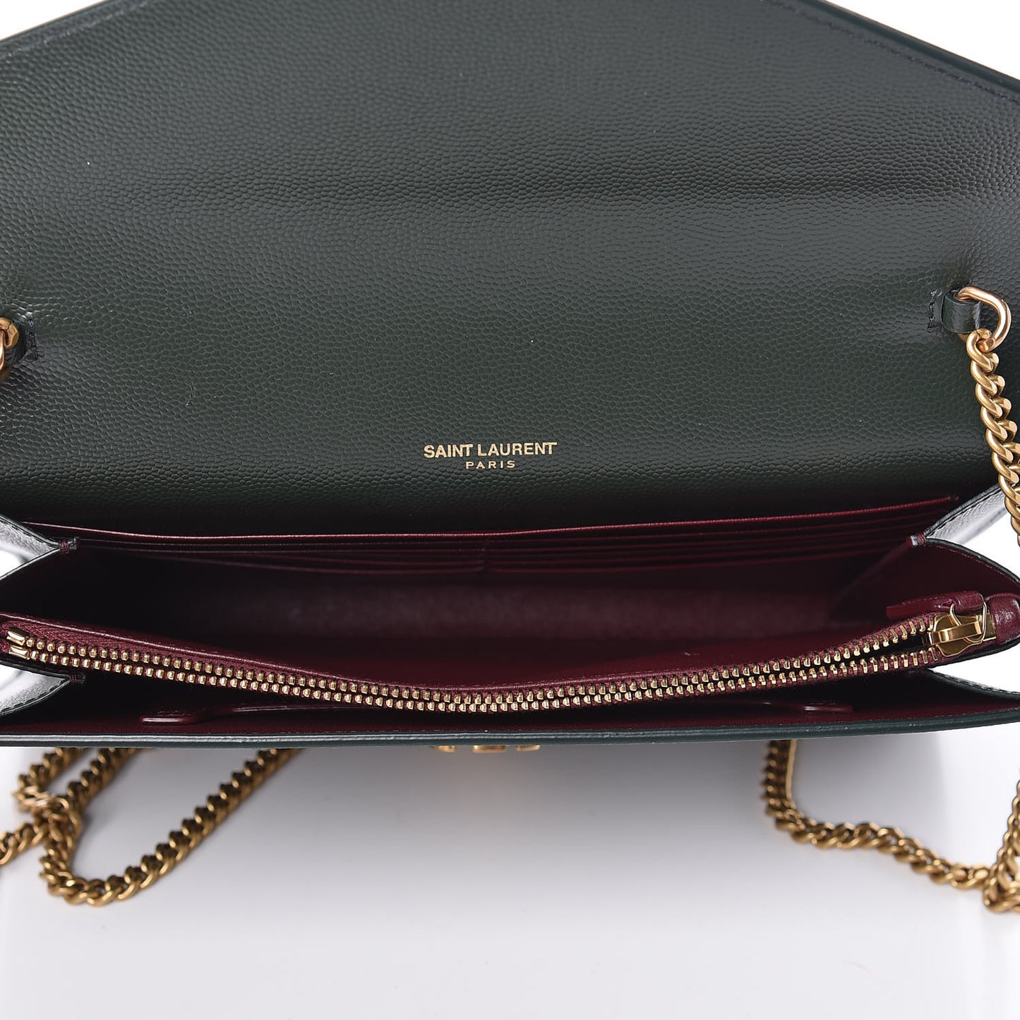 Grain De Poudre Monogram Cassandra Chain Wallet Vert Fonce