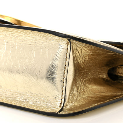 Valentino Garavani Metallic Crackle Effect Calfskin Vlogo Loco Shoulder Bag Platino 10 of 11