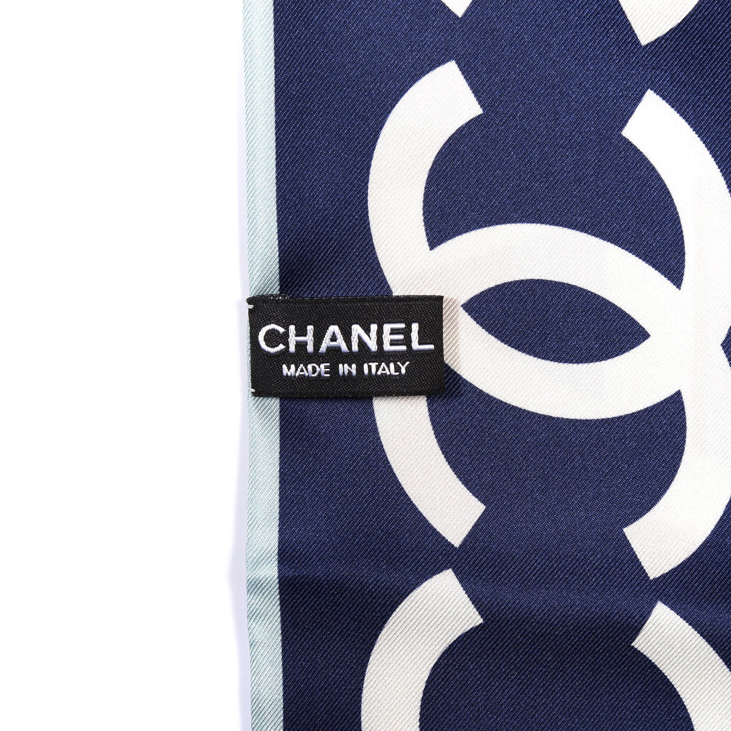 Silk CC Slim Bandeau Scarf Navy