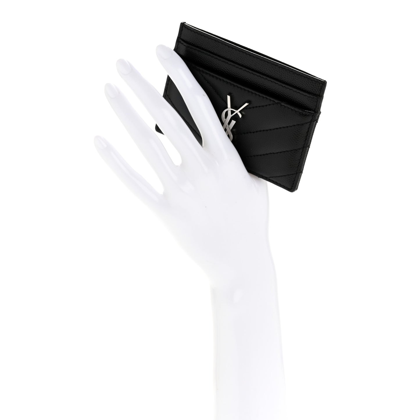 Grain De Poudre Matelasse Chevron Monogram Credit Card Case Black