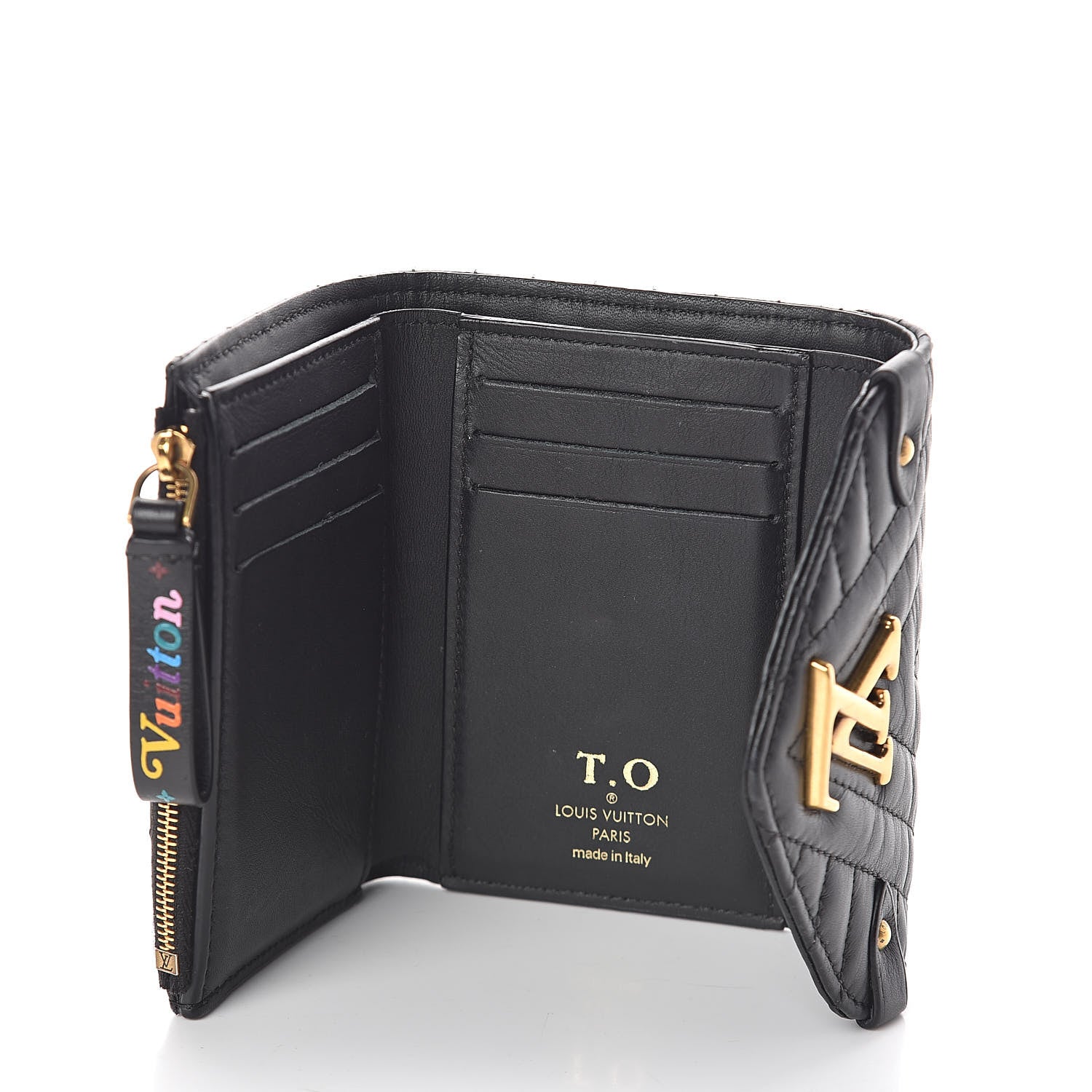 Louis Vuitton Calfskin New Wave Compact Wallet Black 5 of 7