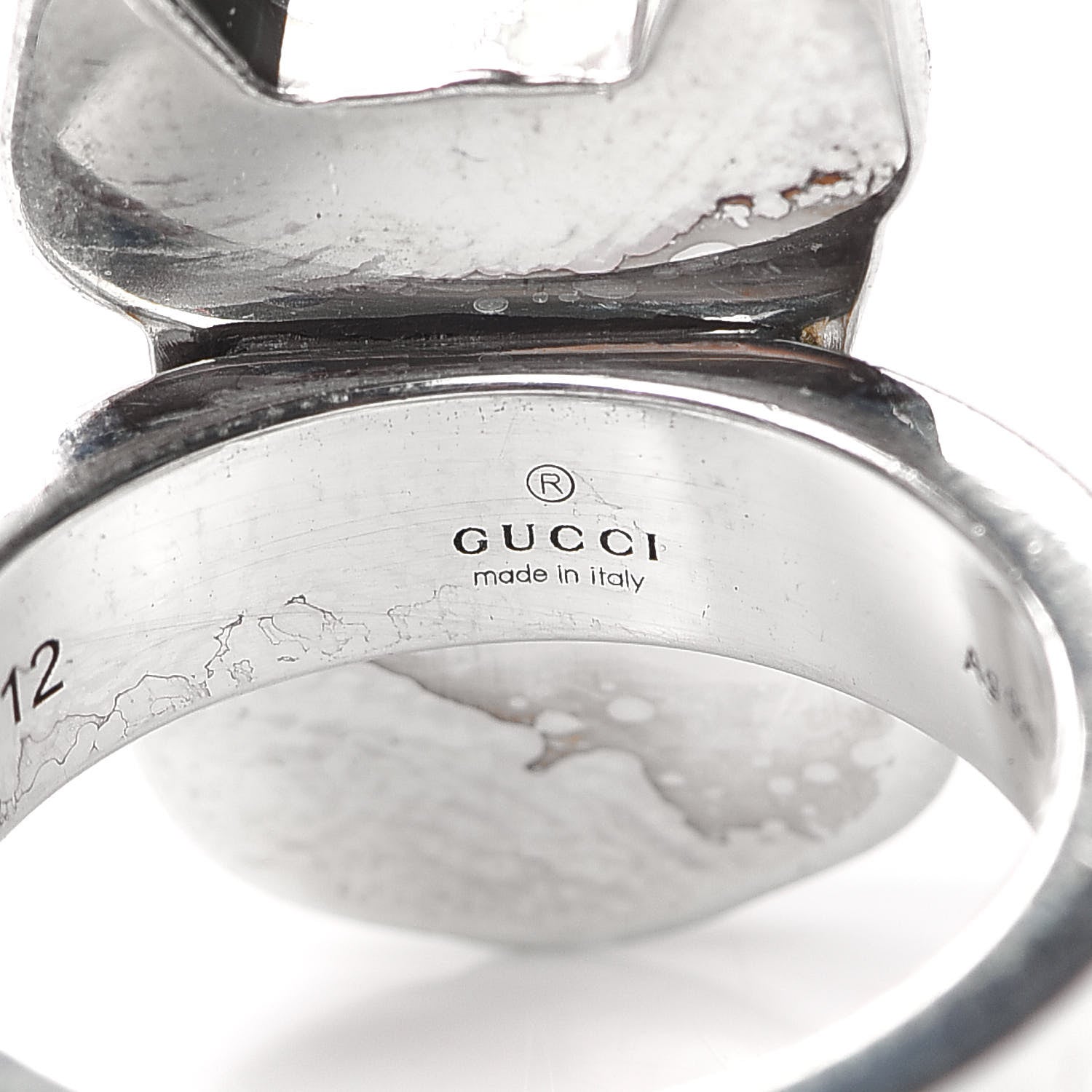 Gucci Sterling Silver Enamel Orso Ring 52 6 4 of 5