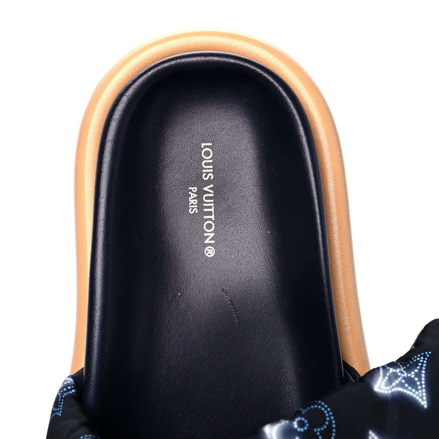Nylon Monogram Womens Pool Pillow Comfort Mules 36 Navy Blue