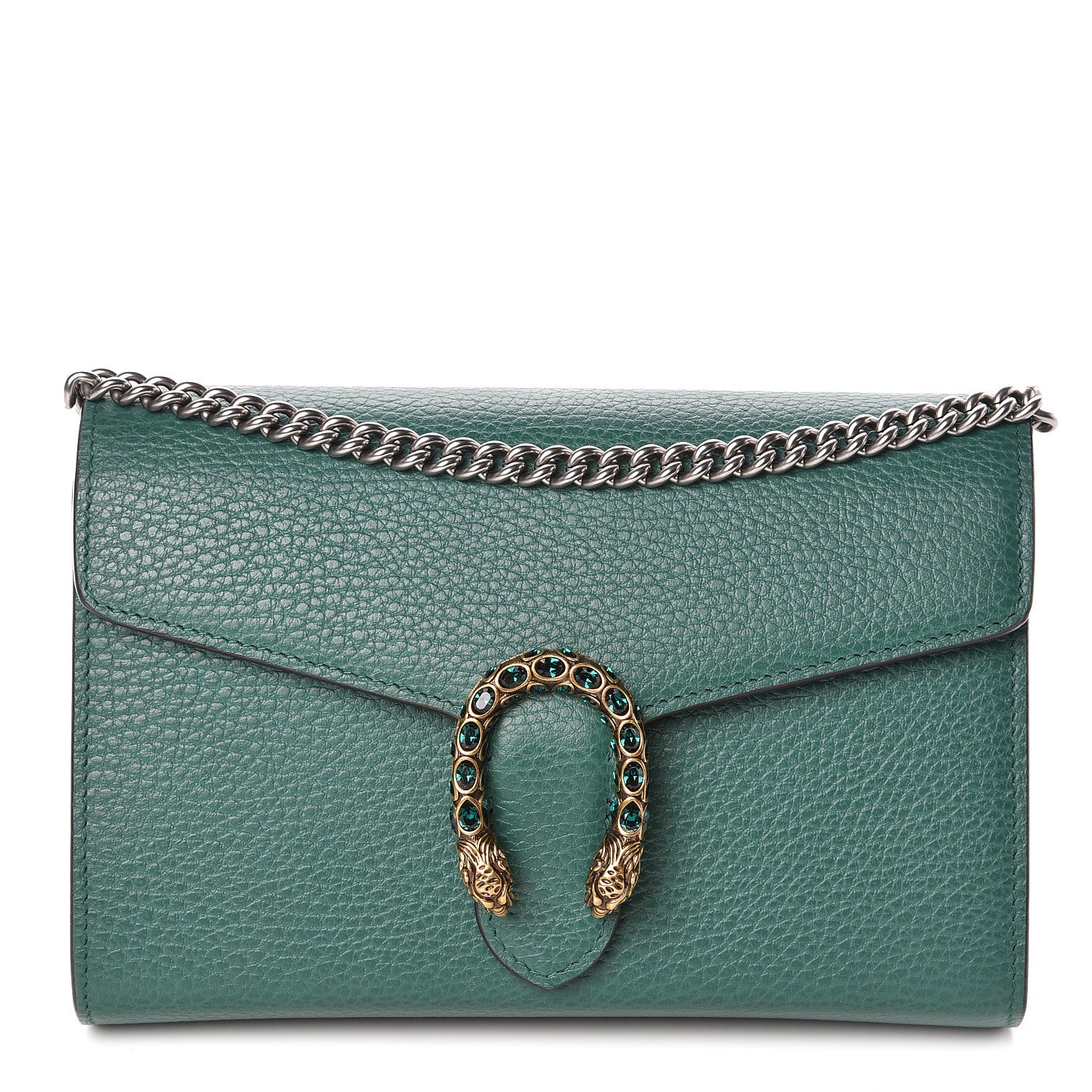 Gucci Calfskin Mini Dionysus Chain Wallet Emerald 1 of 9